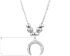 Naszyjnik srebrny z cyrkoniami - Księżyc, kulki