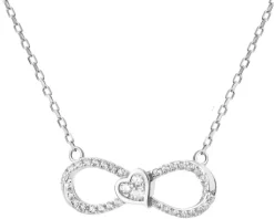 Naszyjnik srebrny z cyrkoniami - nieskończoność, serce