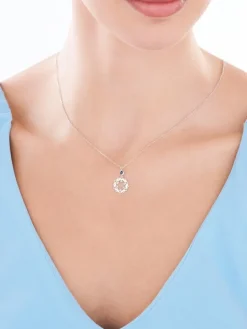 Naszyjnik srebrny z cyrkonią - rozeta