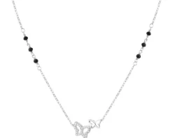 Naszyjnik srebrny z cyrkoniami i szlifowanym szkłem - motyle