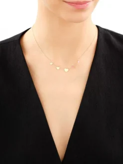 Naszyjnik srebrny z cyrkoniami - serca