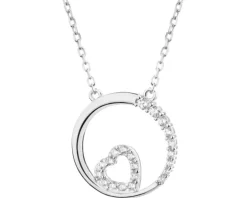 Naszyjnik srebrny z cyrkoniami - koło, serce