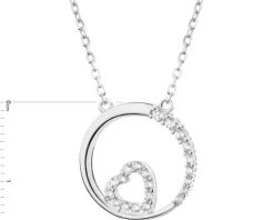 Naszyjnik srebrny z cyrkoniami - koło, serce