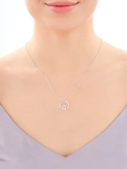 Naszyjnik srebrny z cyrkoniami - koło, serce