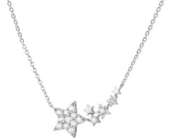 Naszyjnik srebrny z cyrkoniami - gwiazdy