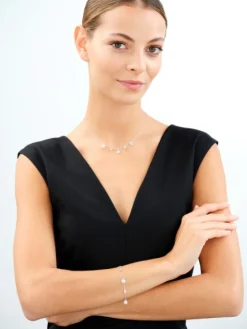 Naszyjnik srebrny z cyrkoniami - koniczyny