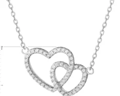 Naszyjnik srebrny z cyrkoniami - serca