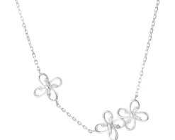 Naszyjnik srebrny z cyrkoniami - kwiaty