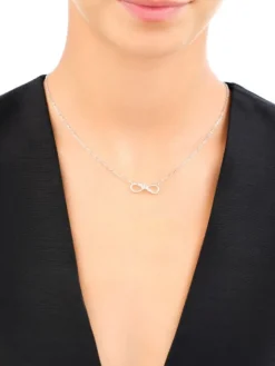 Naszyjnik srebrny z cyrkoniami - nieskończoność
