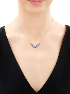 Naszyjnik srebrny z cyrkoniami - skrzydła