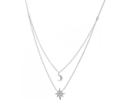 Naszyjnik srebrny z cyrkoniami - gwiazda, Księżyc