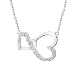 Naszyjnik srebrny z cyrkoniami - serca