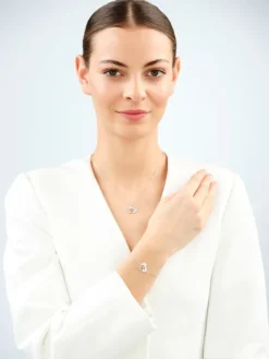 Naszyjnik srebrny z cyrkoniami - serce, łapka