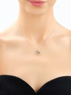 Naszyjnik srebrny z cyrkoniami - mama, serce