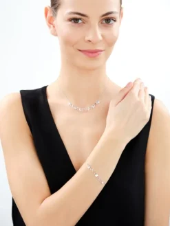 Naszyjnik srebrny z cyrkoniami - serca