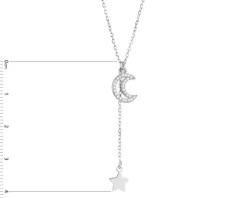 Naszyjnik srebrny z cyrkoniami - Księżyc, gwiazda