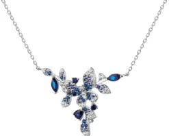 Naszyjnik srebrny z cyrkoniami - motyl, liście