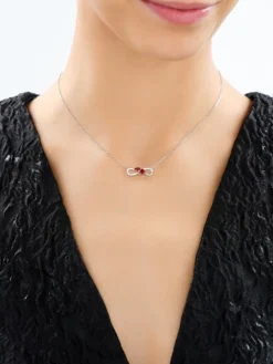 Naszyjnik srebrny z cyrkoniami - nieskończoność, serca