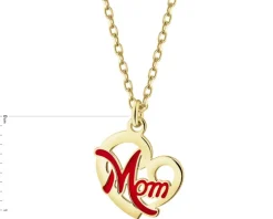 Naszyjnik srebrny z emalią - serce, mama