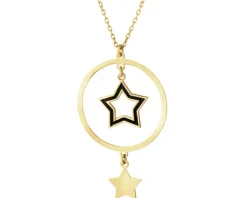 Naszyjnik srebrny z emalią - gwiazdy, koło