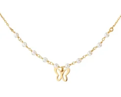 Naszyjnik srebrny z masą perłową - motyl