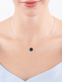 Naszyjnik srebrny z onyksem - koło