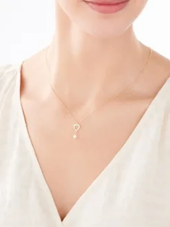 Naszyjnik srebrny z perłą - serce