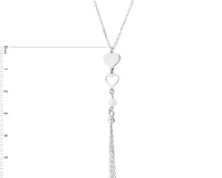 Naszyjnik srebrny z perłą - serca