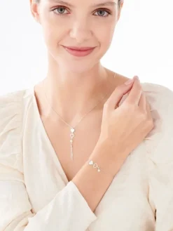 Naszyjnik srebrny z perłą - serca