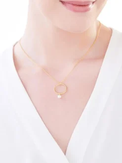 Naszyjnik srebrny z perłą - koło