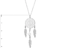 Naszyjnik srebrny z perłą - łapacz snów