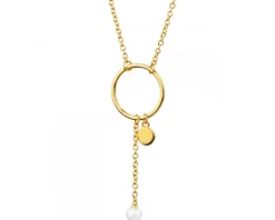 Naszyjnik srebrny z perłą - kółka