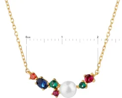 Naszyjnik srebrny z perłą i cyrkoniami