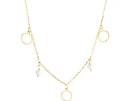 Naszyjnik srebrny z perłami -  koła