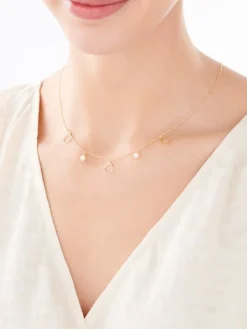 Naszyjnik srebrny z perłami -  koła