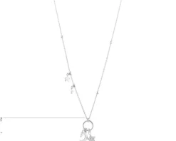 Naszyjnik srebrny z perłami i cyrkoniami - Księżyc, gwiazdy