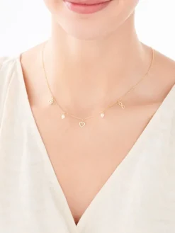 Naszyjnik srebrny z perłami -  serce, nieskończoność, koniczyna