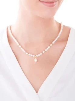 Naszyjnik srebrny z perłami - kulki