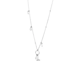 Naszyjnik srebrny z perłami i cyrkoniami - motyle