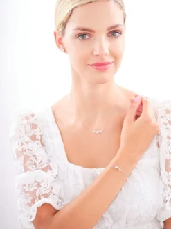 Naszyjnik srebrny z perłami i cyrkoniami - gwiazdy