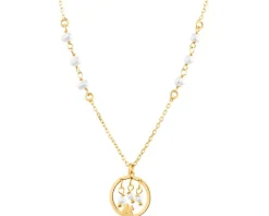 Naszyjnik srebrny z perłami - koniczyna