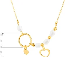 Naszyjnik srebrny z perłami - serca