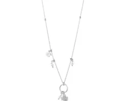 Naszyjnik srebrny z perłami i cyrkoniami - koniczyny