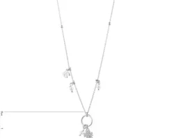 Naszyjnik srebrny z perłami i cyrkoniami - koniczyny
