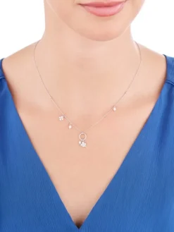 Naszyjnik srebrny z perłami i cyrkoniami - koniczyny