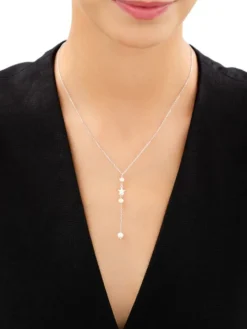 Naszyjnik srebrny z perłami - gwiazdy