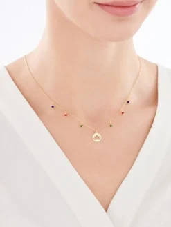 Naszyjnik srebrny ze szkłem - kwiat lotosu