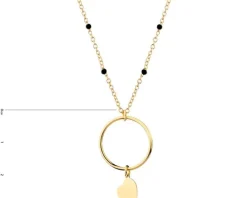 Naszyjnik srebrny ze szkłem - serce, koło