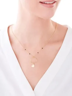 Naszyjnik srebrny ze szkłem - serce, koło