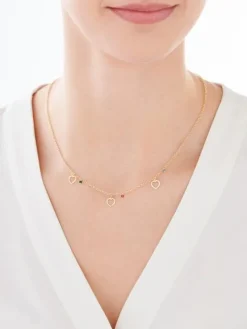 Naszyjnik srebrny ze szkłem - serca